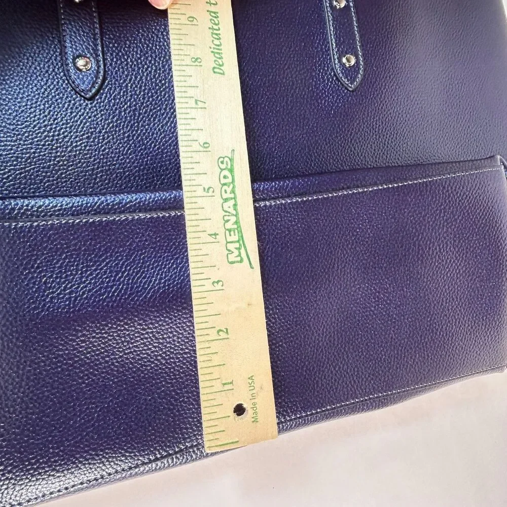 Coach NWT #679983 Navy Blue Iridescent Pebble Leather Large Town Tote